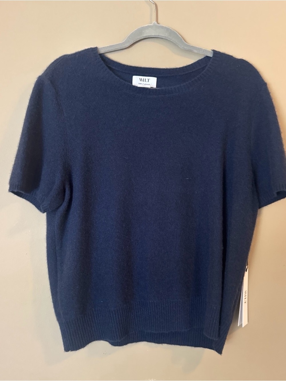 Wilt Navy Short-Sleeve Cashmere Sweater